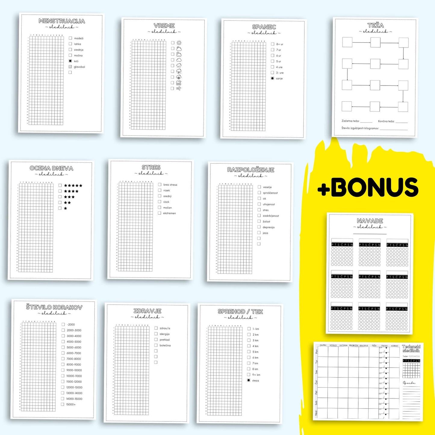 Komplet letnih piksel sledilnikov (A4 in A5 PDF)