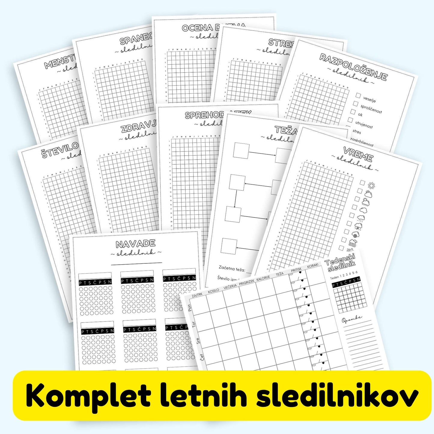 Ultra komplet - Set 80 PDF strani (planerji, sledilniki, seznami...)