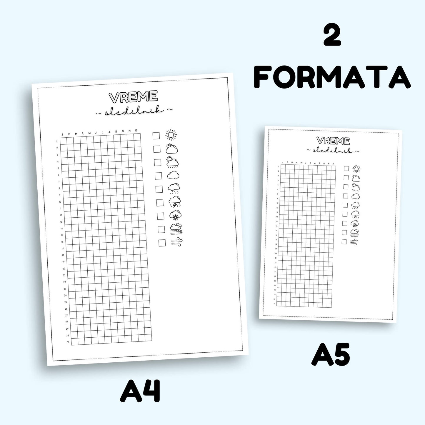 Komplet letnih piksel sledilnikov (A4 in A5 PDF)