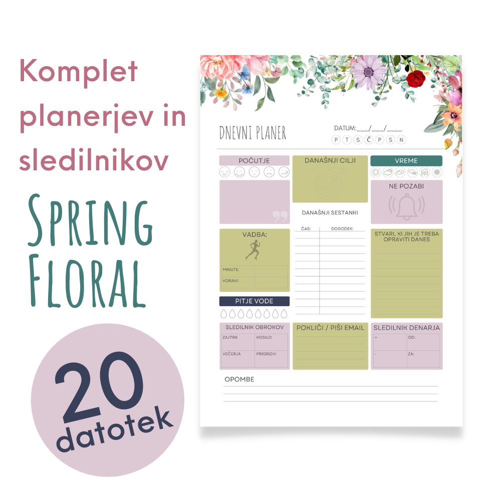 Ultra komplet - Set 80 PDF strani (planerji, sledilniki, seznami...)