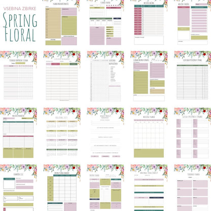 Komplet planerjev in sledilnikov Spring Floral (PDF) - Orton komplet Orton / planiram.si